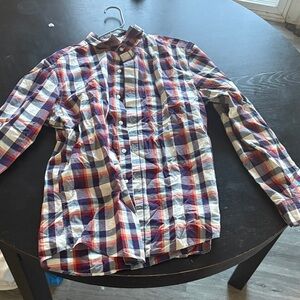 GAP Men's Red and Blue Plaid Button Down Shirt